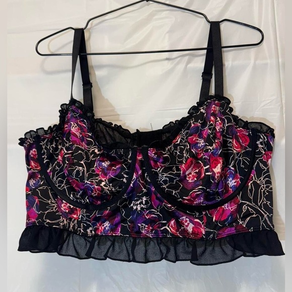 Floral Black and Pink Bralette - Picture 1 of 4
